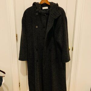 Vintage ESSENTIEL  Women's Full Length Coat Overcoat Mohair Wool Alpaca Hooded